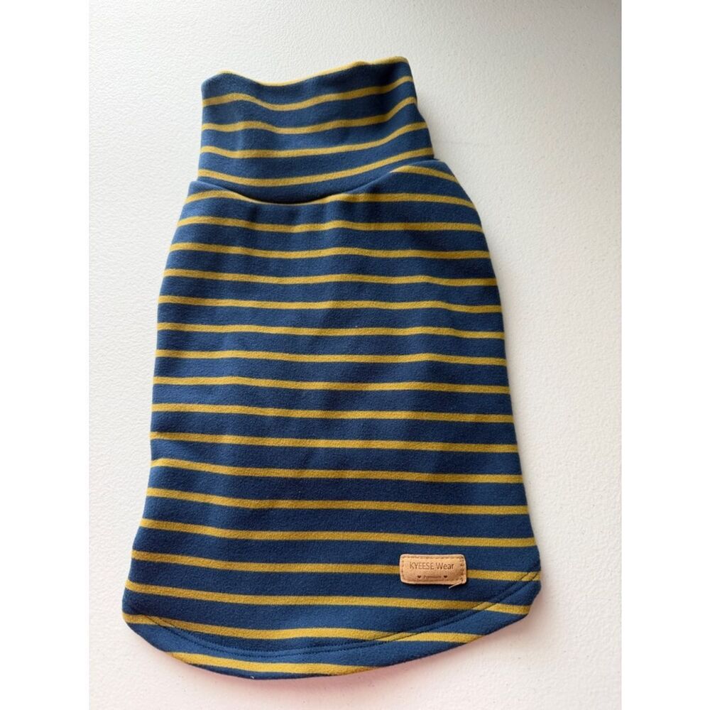 Navy & Mustard Striped Dog Turtleneck